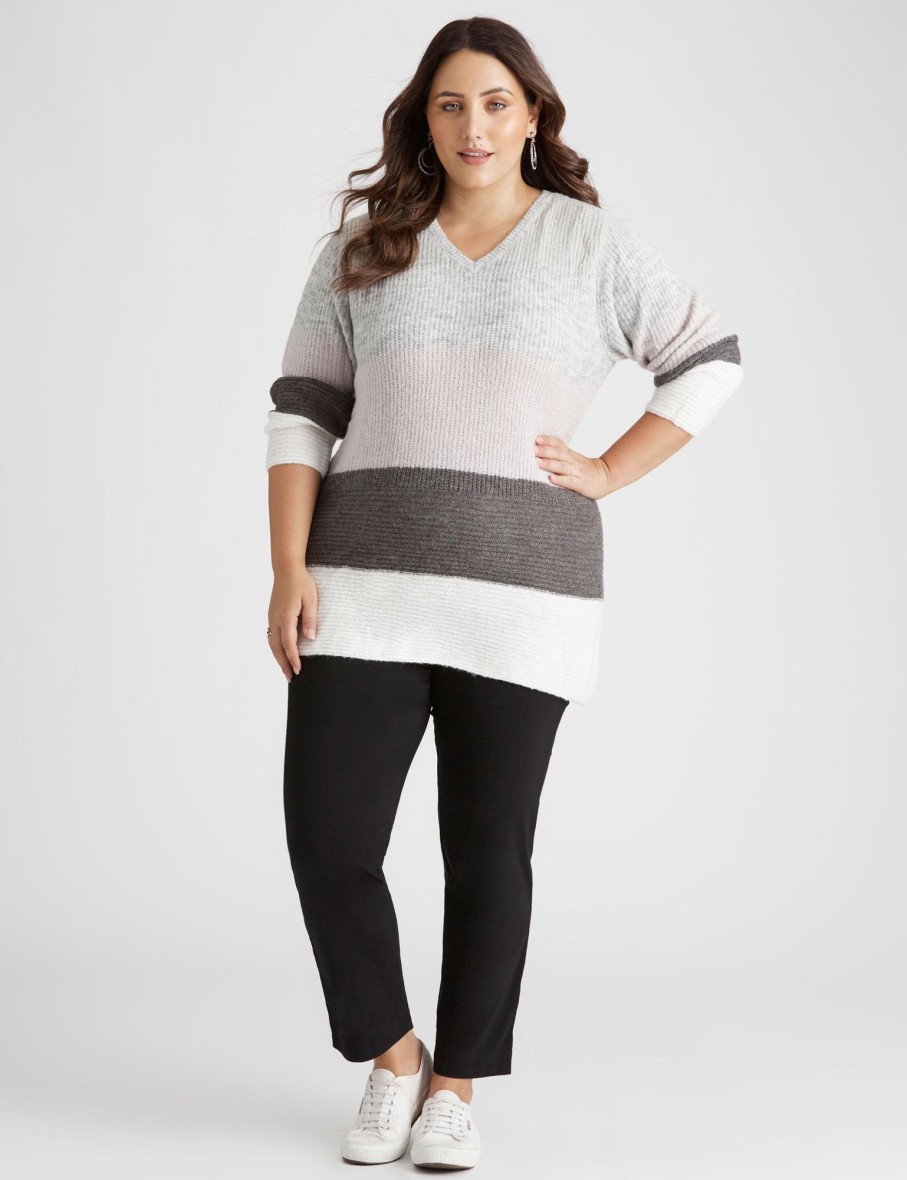 Knitwear Beme | Beme Long Sleeve Colour Block Jumper