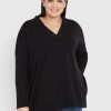 Knitwear Beme | Curve Society Long Sleeve V Neck Jumper