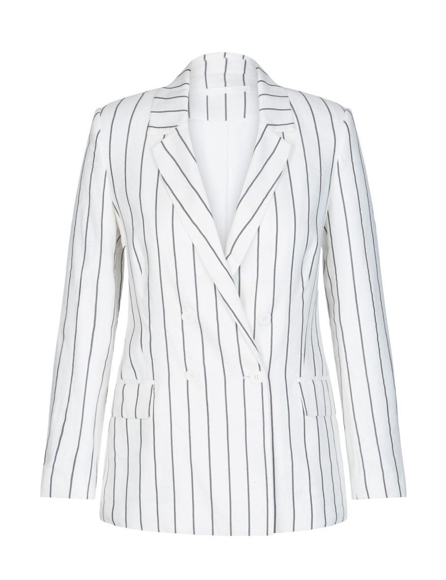 Outerwear LizJordan | Liz Jordan Long Sleeve Pinstripe Jacket