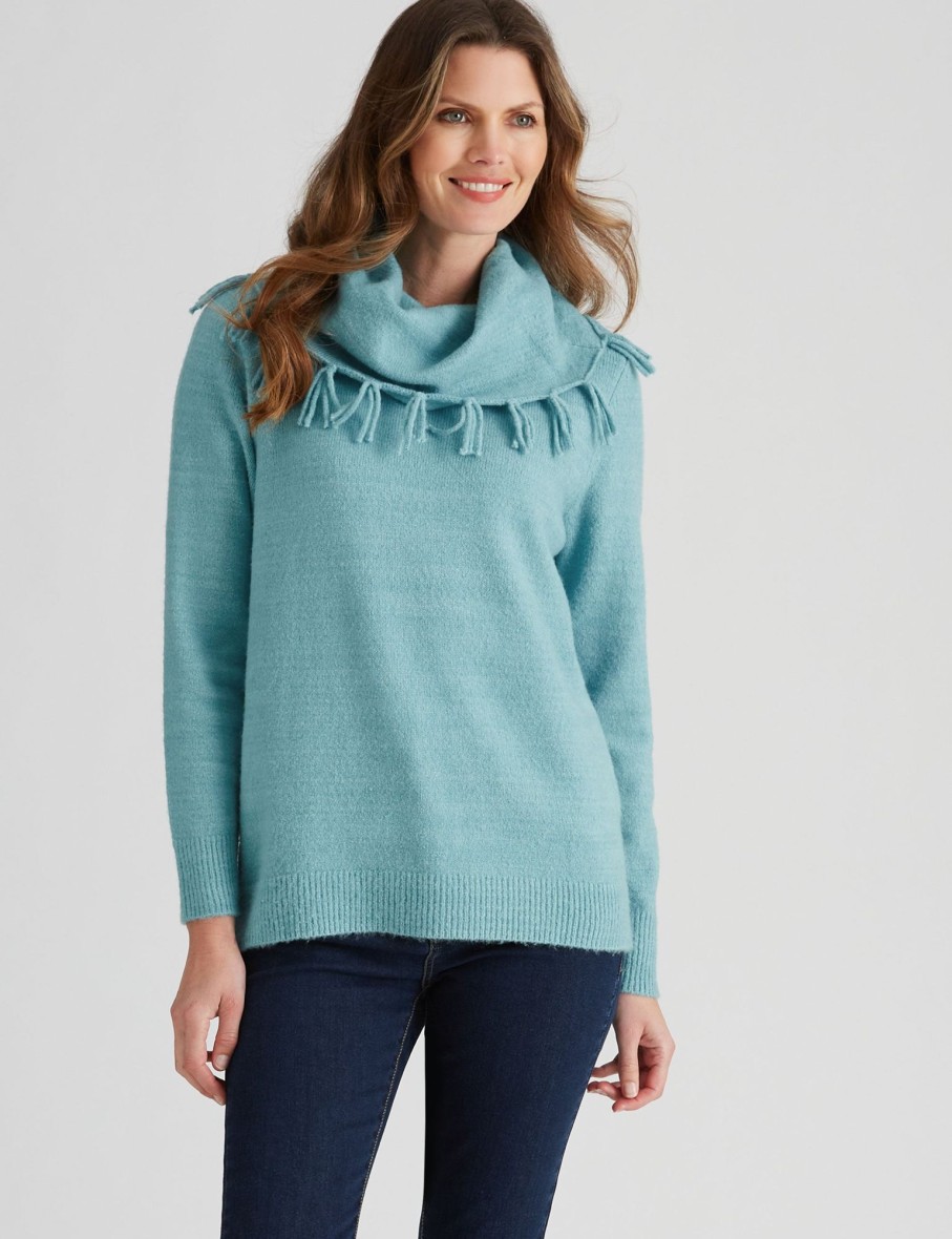 Knitwear WLane | W.Lane Fringe Cowl Pullover Top