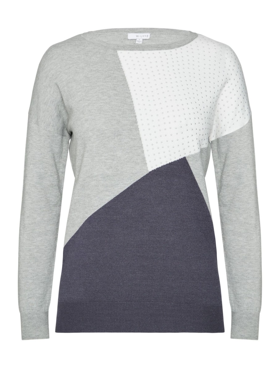 Knitwear WLane | W.Lane Colourblock Mini Stud Jumper