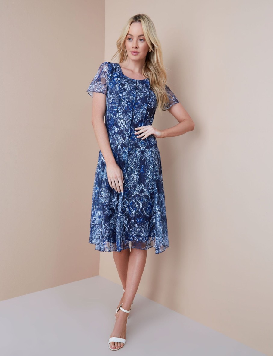 Dresses NoniB | Noni B Panelled Print Lace Dress