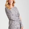 Sleepwear Rockmans | Rockmans Long Sleeve Cosy Animal Print Sleep Top