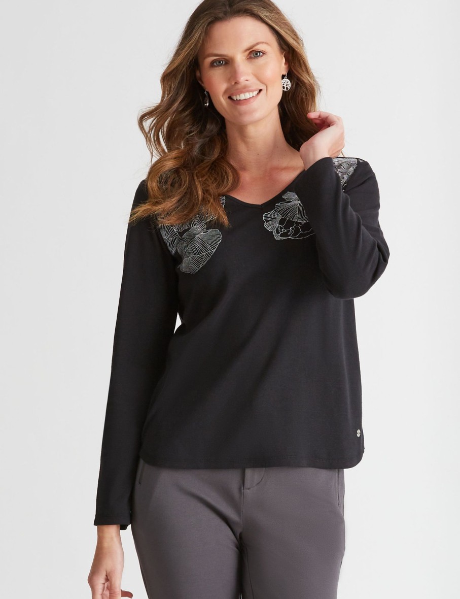 Tops WLane | W.Lane Cotton Embroidered Detail Top