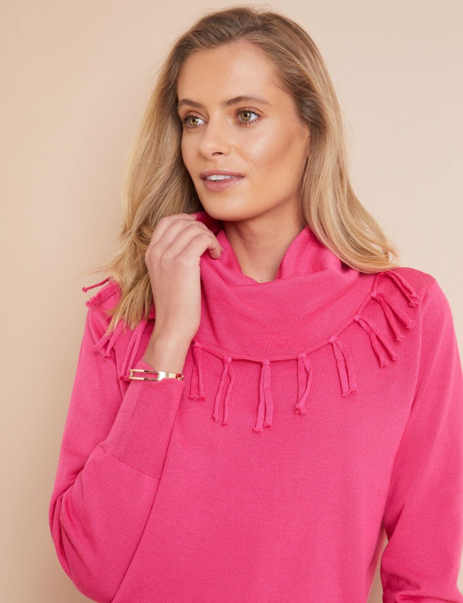 Knitwear WLane | W.Lane Fringe Cowl Pullover Top