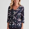 Tops NoniB | Noni B Knit Feather Print Top