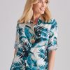 Tops NoniB | Noni B 3/4 Sleeve Print Linen Blouse