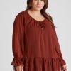 Tops Beme | Beme Tie Front Tie Sleeve Top