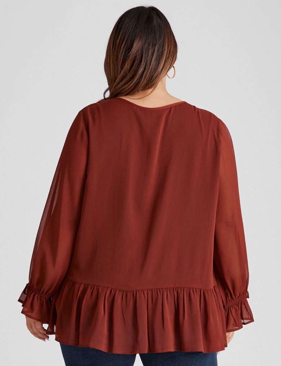 Tops Beme | Beme Tie Front Tie Sleeve Top