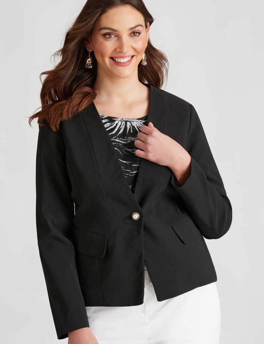 Outerwear LizJordan | Liz Jordan Pearl Button Jacket