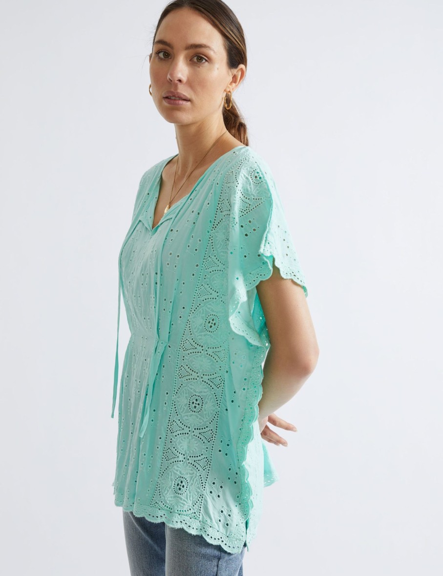 Tops Katies | Katies Woven Broderie Lace Kaftan Style Top