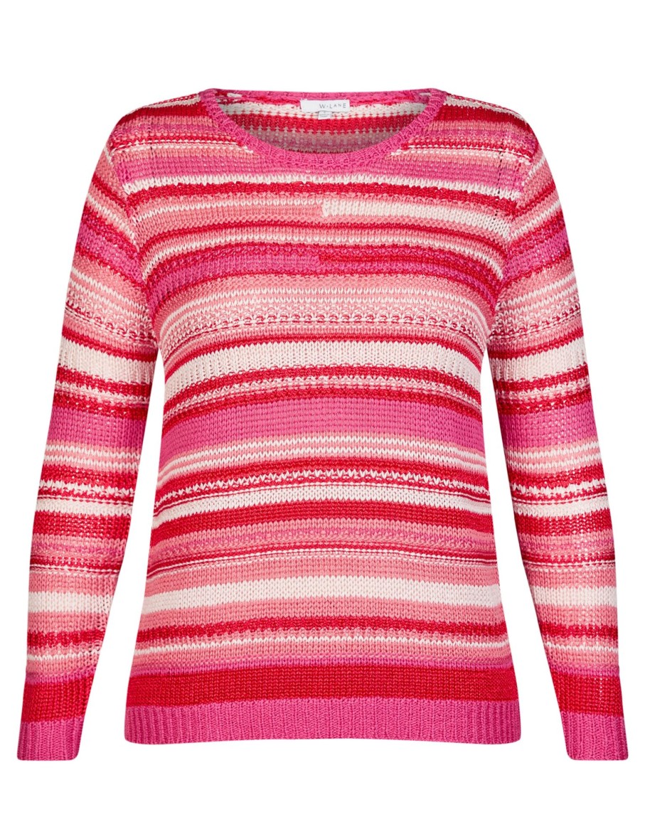 Knitwear WLane | W.Lane Button Detail Striped Pullover Top