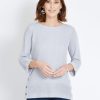 Knitwear Rockmans | Rockmans 3/4 Sleeve Batwing Eyelet Lurex Jumper