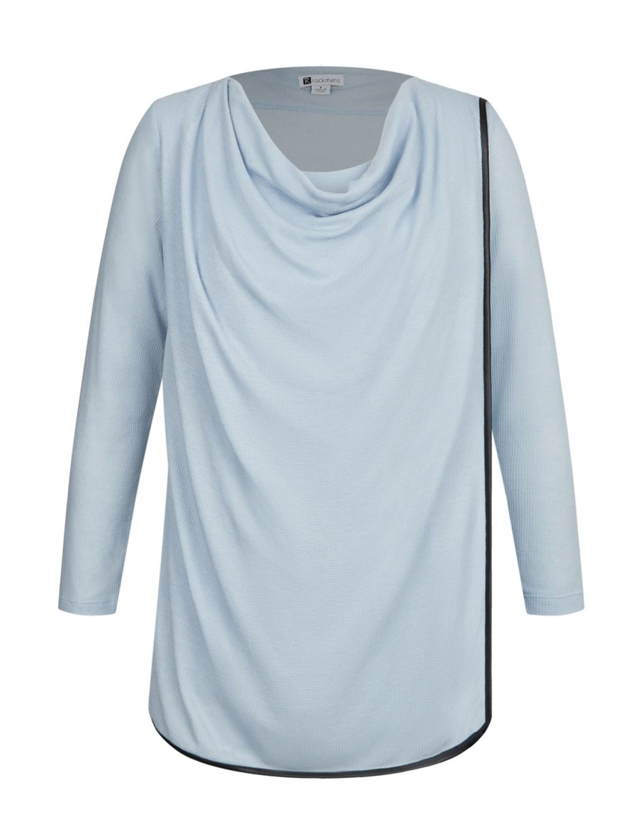 Tops Rockmans | Rockmans Long Sleeve Cowl Neck Contrast Trim Top