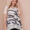 Tops NoniB | Lace Hem Zebra Print Top