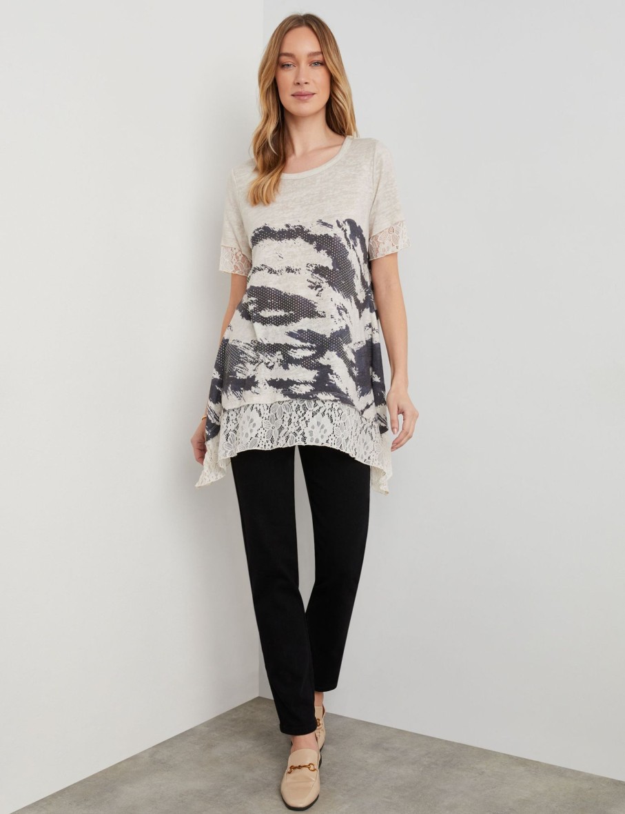 Tops NoniB | Lace Hem Zebra Print Top