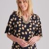 Tops NoniB | Noni B V- Neck Leaf Print Knitwear Top