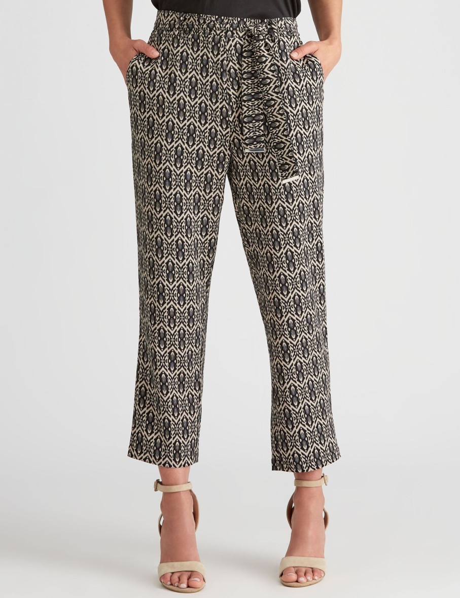 Knitwear LizJordan | Liz Jordan Tie Waist Tapered Geo Pants