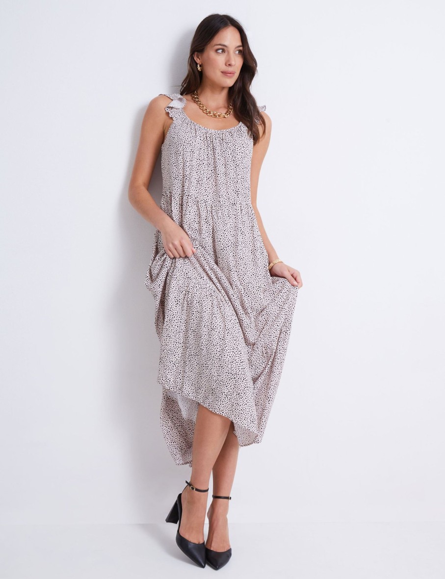 Dresses Katies | Katies Flutter Cap Sleeve Tiered Maxi Dress