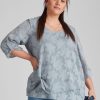 Tops Beme | Beme 3/4 Drag Up Sleeve Burnout Double Layer Top