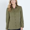 Tops NoniB | Noni B Long Sleeve Button Through Lyocell Shirt