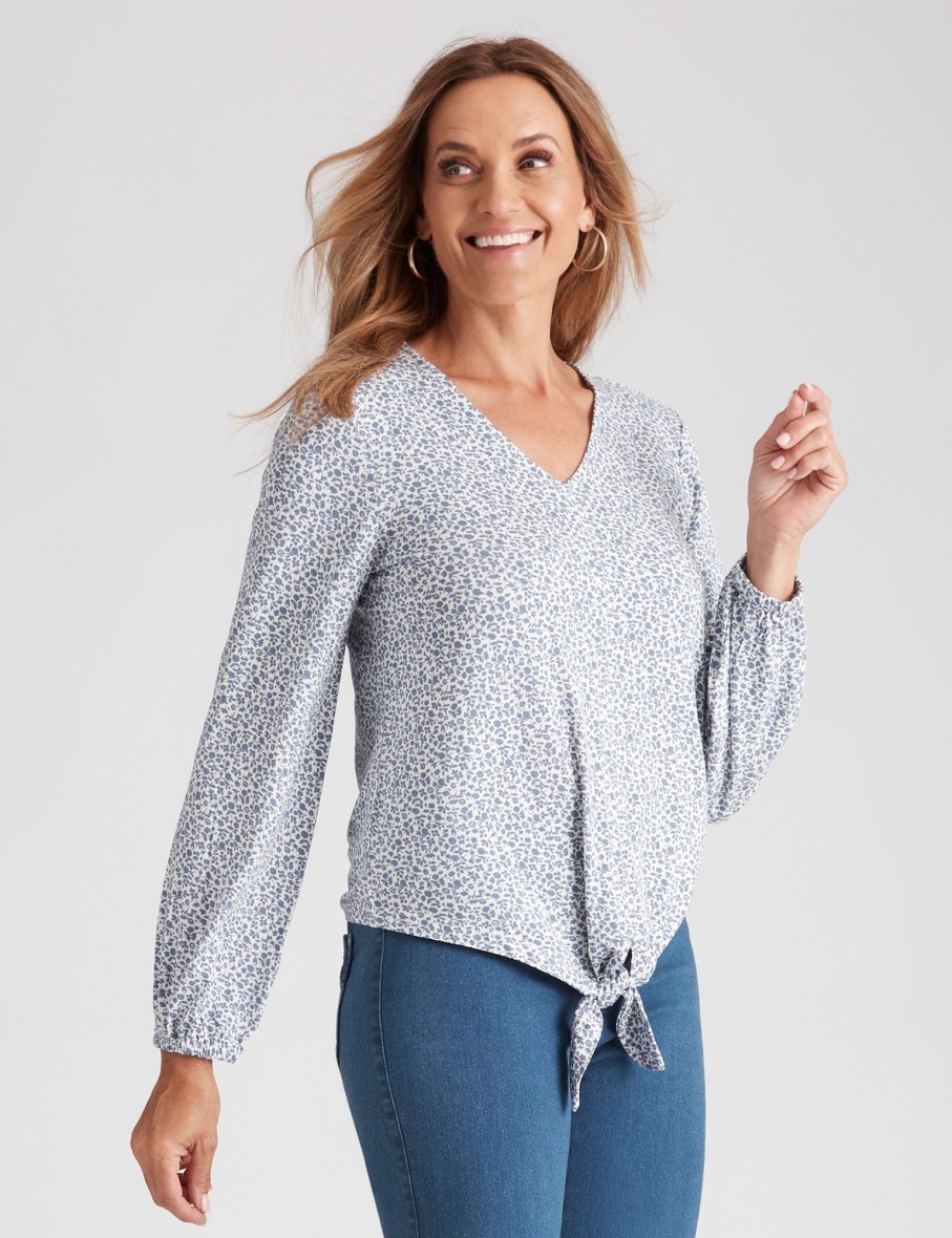 Tops Millers | Millers Long Sleeve V-Neck With Tie Top