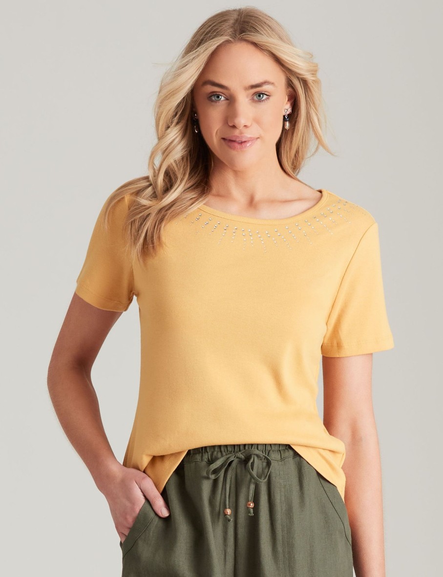 Tops NoniB | Noni B Stud Detail Rib T-Shirt