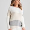 Knitwear Rockmans | Rockmans Long Sleeve Fuzzy Spliced Knitwear Jumper