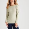 Tops Rockmans | Rockmans Long Sleeve Boat Neck Top