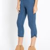 Bottoms Rockmans | Rockmans Crop Curved Hem Mock Pocket Soft Jeggings