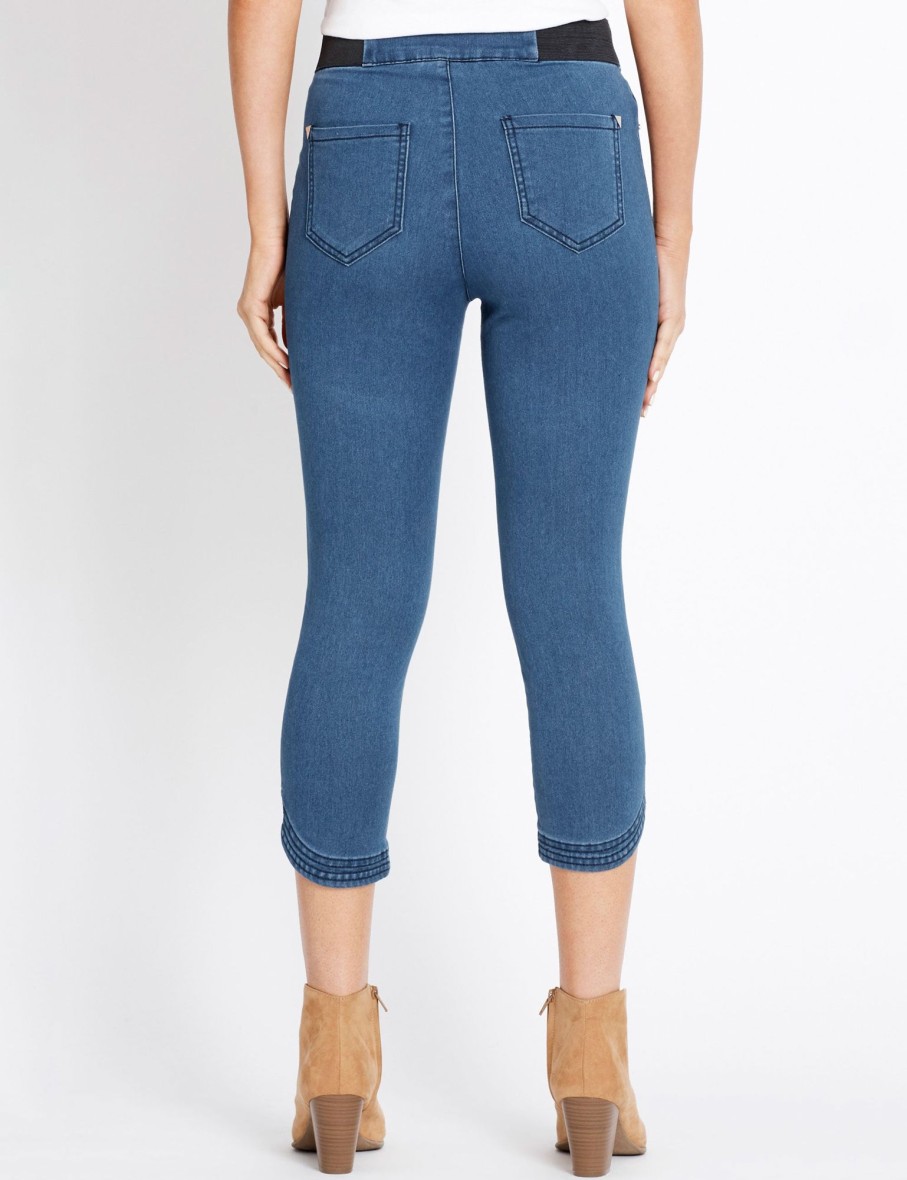 Bottoms Rockmans | Rockmans Crop Curved Hem Mock Pocket Soft Jeggings