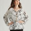 Tops NoniB | Noni B V Neck Chiffon Print Top