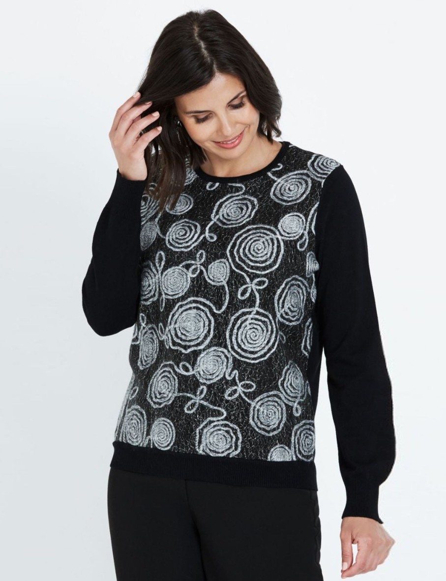 Knitwear LizJordan | Liz Jordan Long Sleeve Cornelli Front Jumper