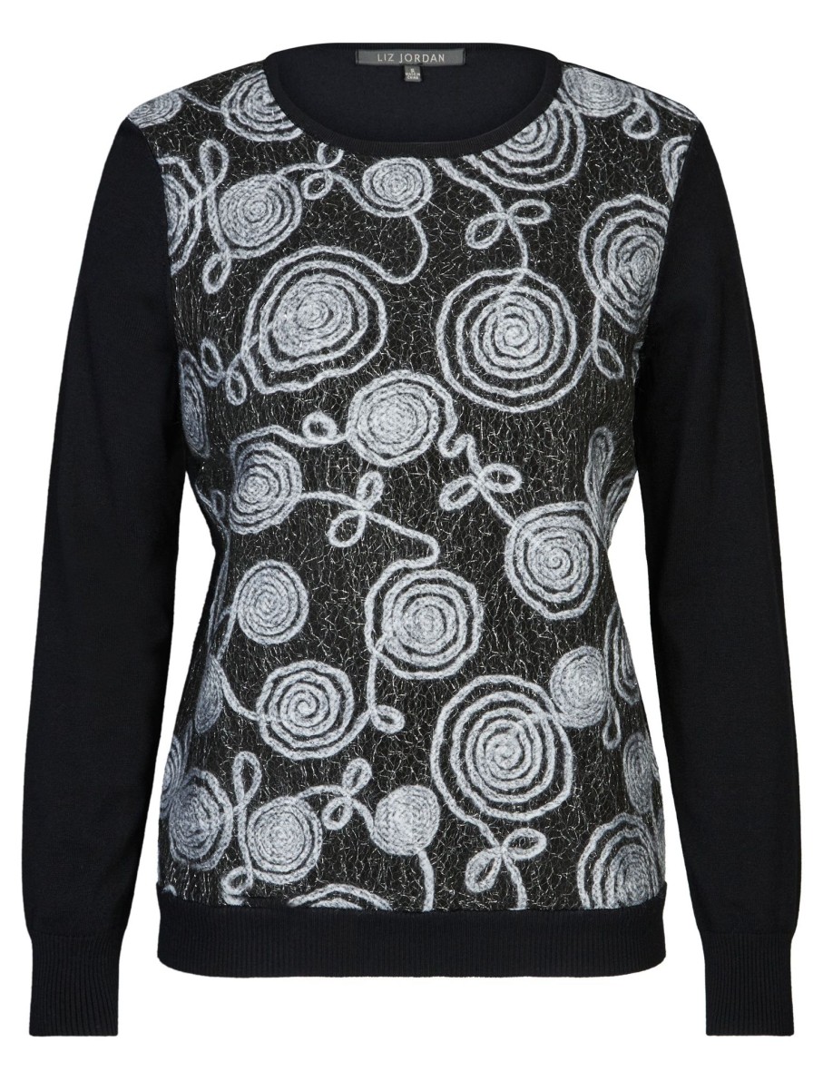 Knitwear LizJordan | Liz Jordan Long Sleeve Cornelli Front Jumper