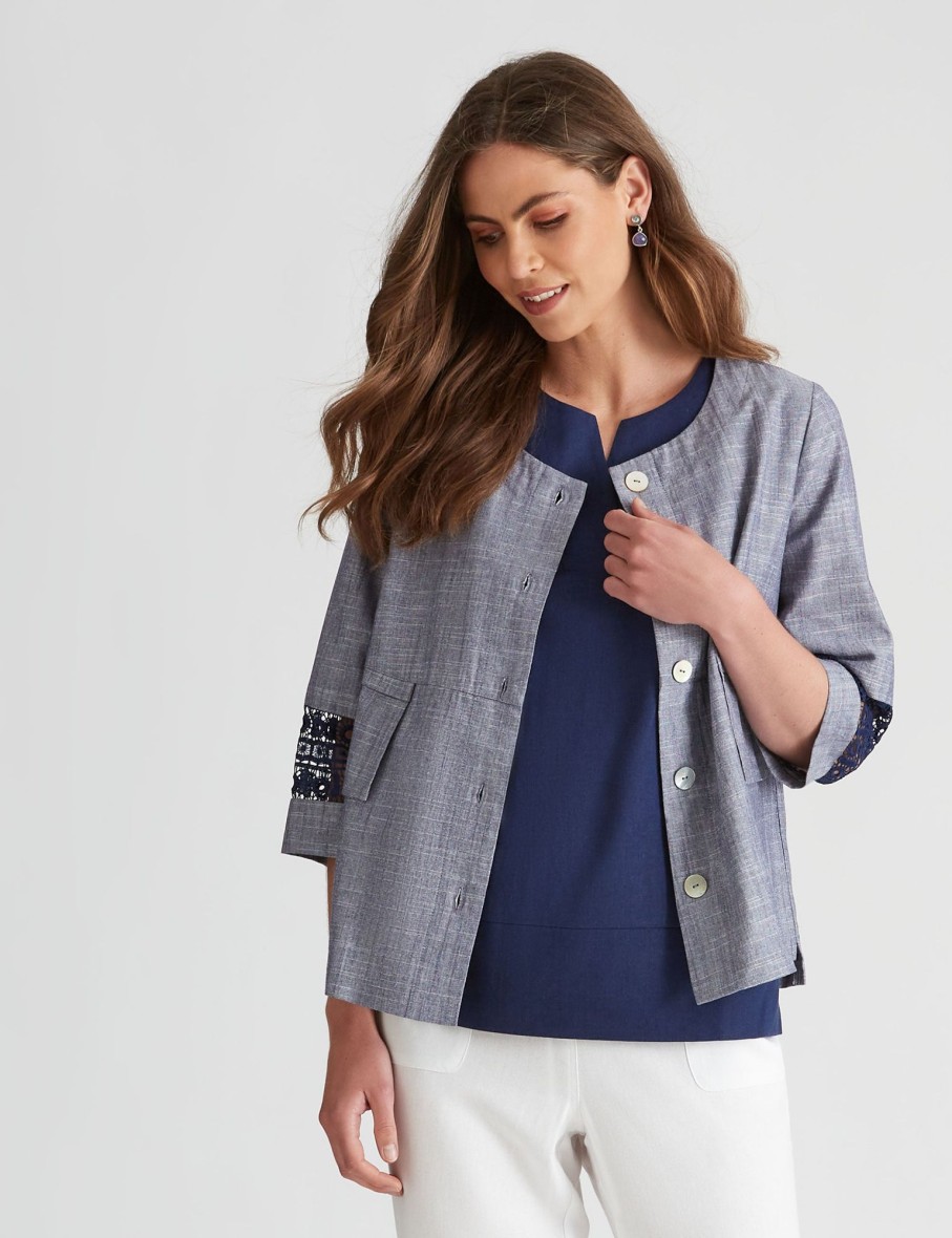 Outerwear WLane | W.Lane Linen Embroidery Detail Jacket