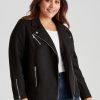 Outerwear Beme | Beme Long Sleeve Ponte Biker Jacket