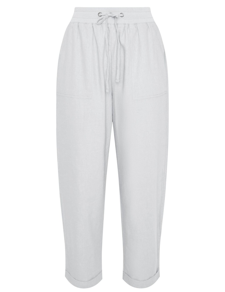 Bottoms Millers | Miller 7/8 Length Rib Waist And Cuff Hem Linen Blend Pants