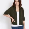 Knitwear Rockmans | Rockmans Elbow Sleeve Crop Cardigan