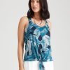 Tops Katies | Katies Printed Tie Front Mesh Top