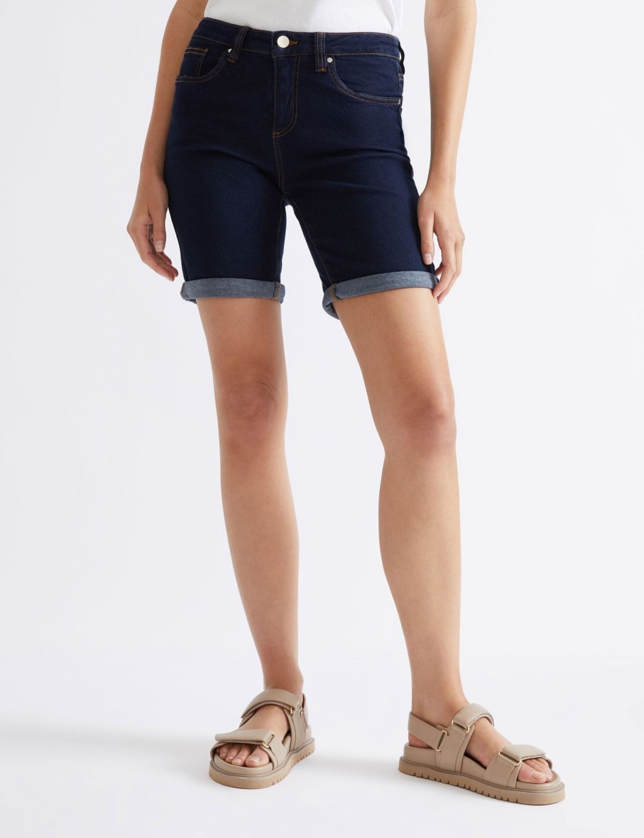 Bottoms Katies | Katies Cotton Fly Front Denim Shorts