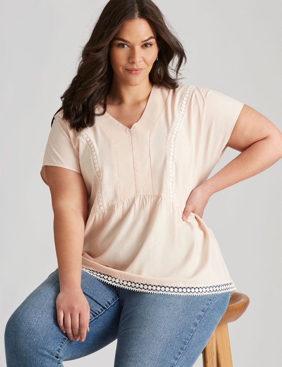 Tops Autograph | Autograph Woven Lace Trim Linen Blend Top