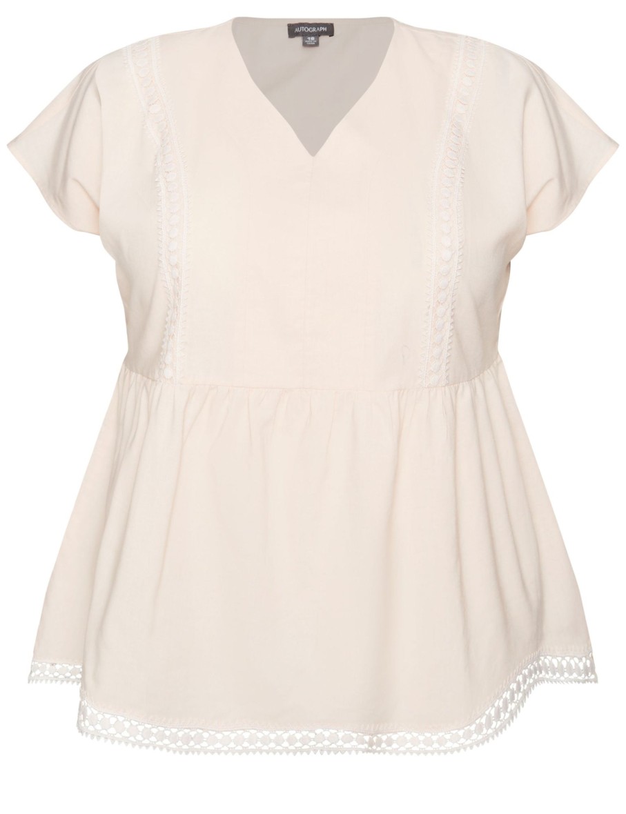 Tops Autograph | Autograph Woven Lace Trim Linen Blend Top