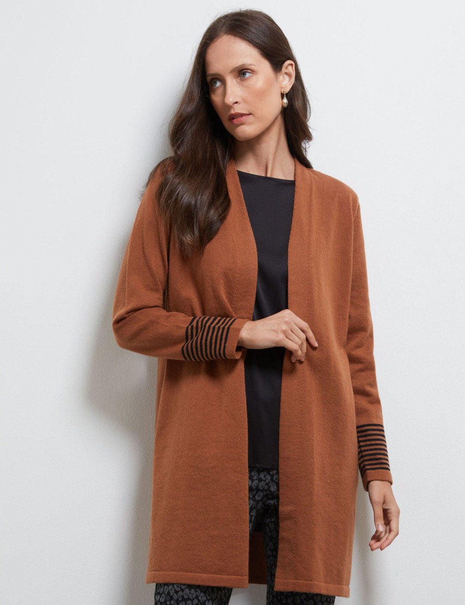 Knitwear NoniB | Stripe Cuff Longline Cardi