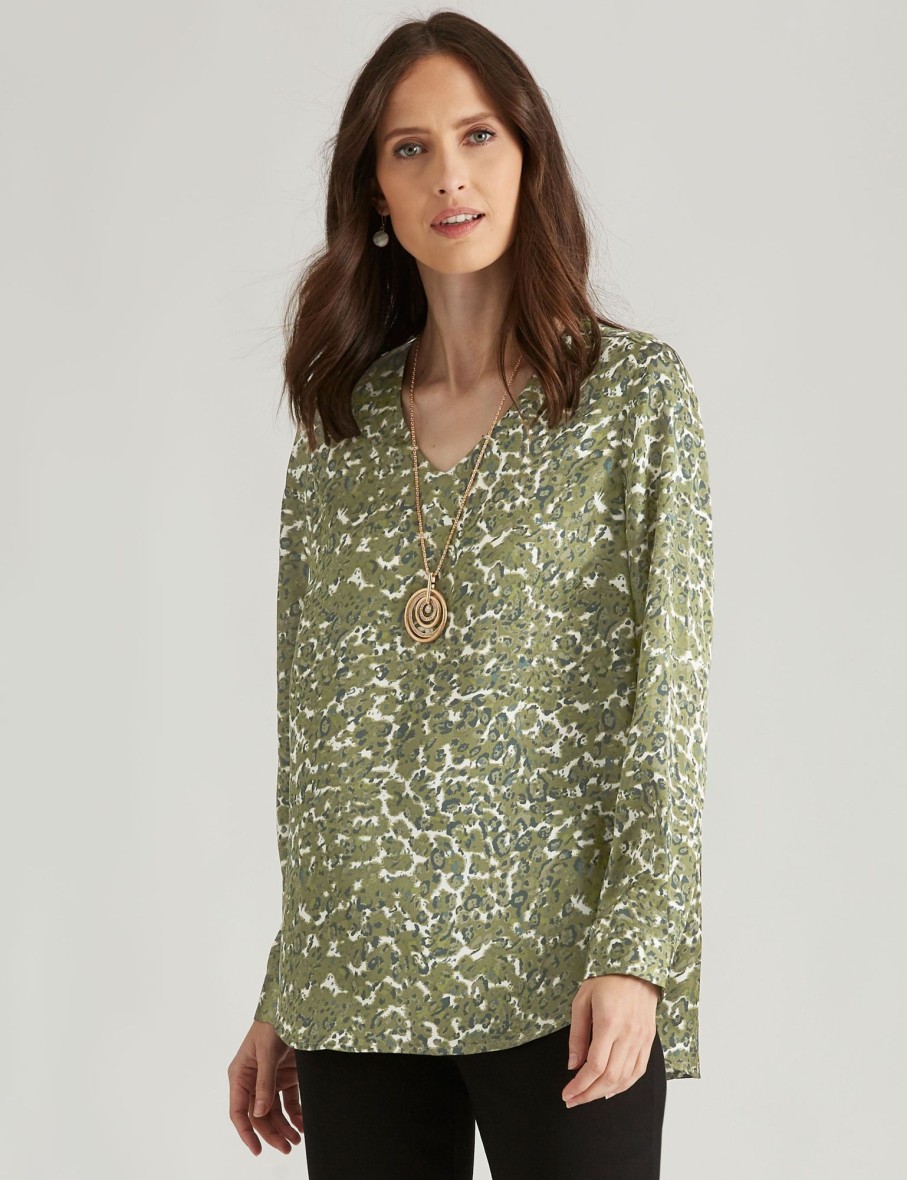 Tops NoniB | Noni B V-Neck Printed Woven Top