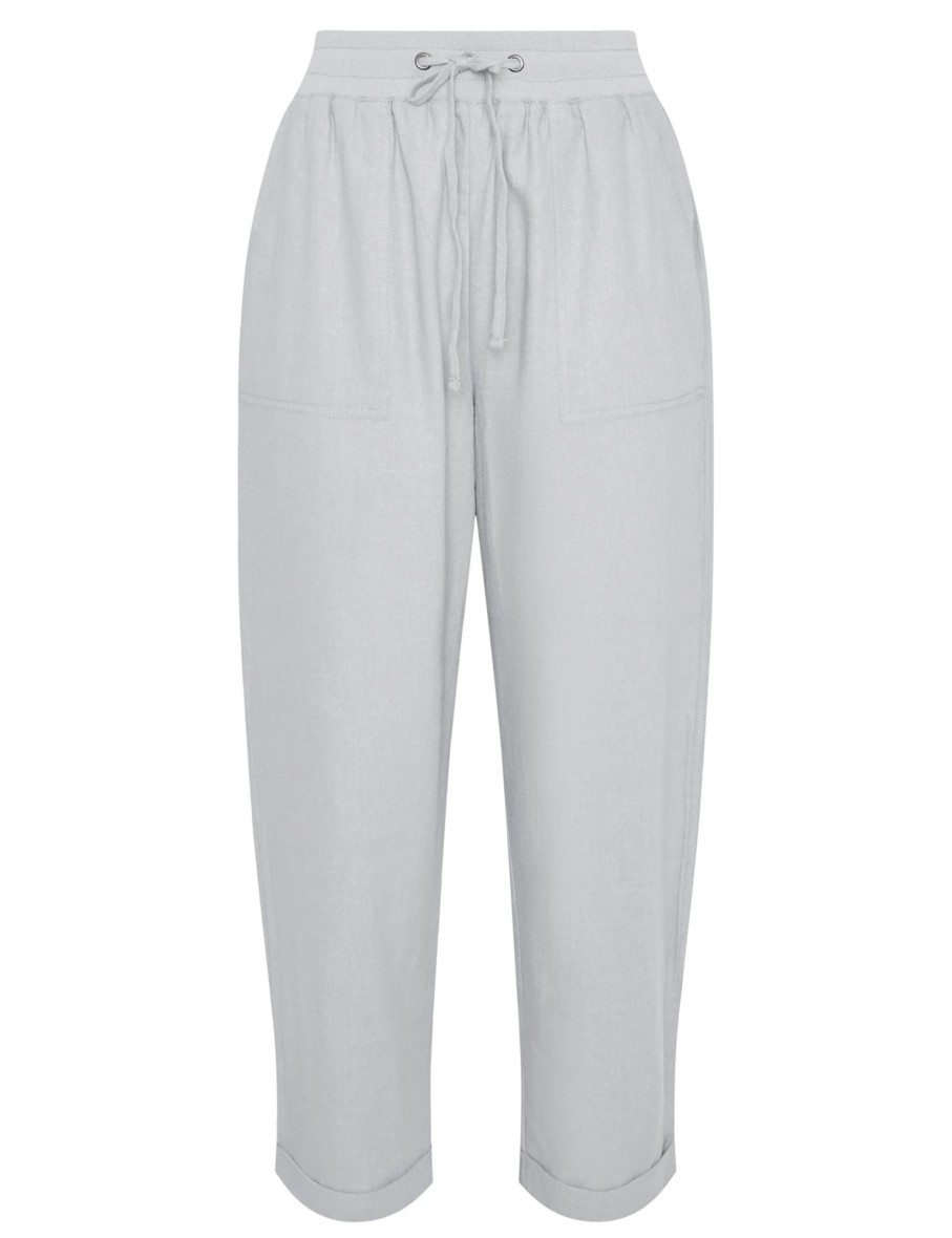 Bottoms Millers | Miller 7/8 Length Rib Waist And Cuff Hem Linen Blend Pants