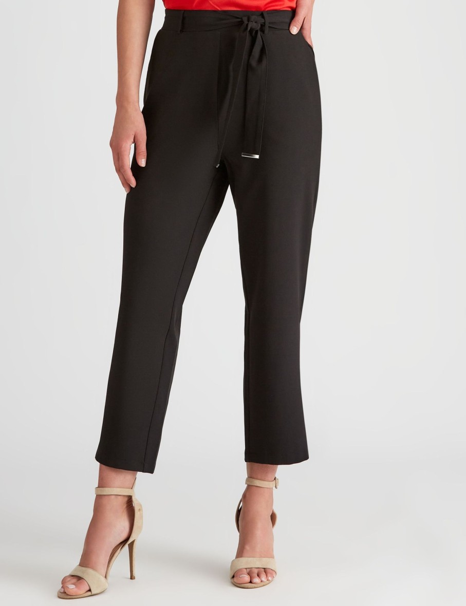 Bottoms LizJordan | Liz Jordan Tie Waist Tapered Pant