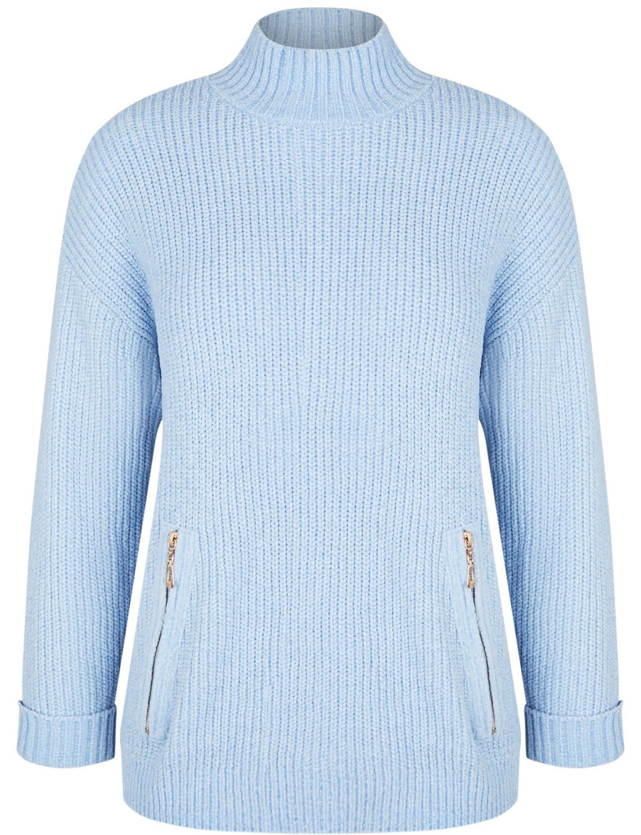 Knitwear NoniB | Noni B Chenille Lurex Zip Knitwear Jumper