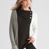 Knitwear Rockmans | Rockmans Long Slv Colour Block Mix Knitwear Top