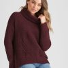 Knitwear Rockmans | Rockmans Long Sleeve Cowl Neck Fluffy High Low Jumper