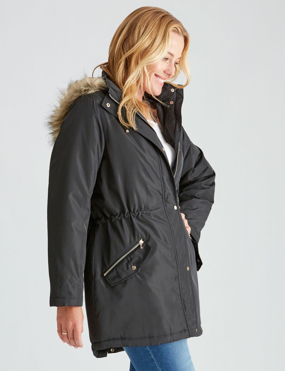 Outerwear Rivers | Rivers Fur Trim Parka